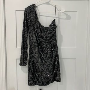 One Sleeve Women’s Sequin Mini Dress L